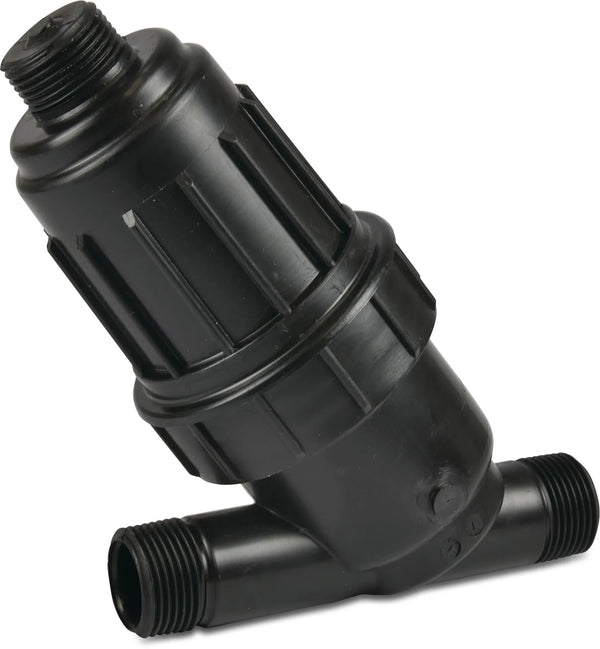 Inline filter PP 3/4" male thread 8bar 130micron stainless steel gauze black