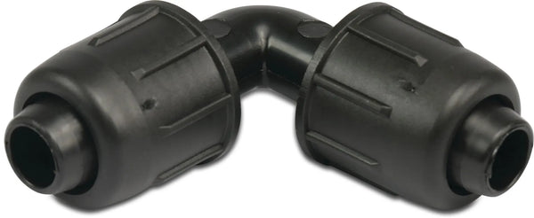 Elbow 90° PP 25 mm lock 4bar black