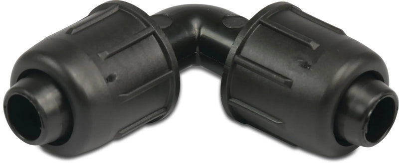 Elbow 90° PP 25 mm lock 4bar black